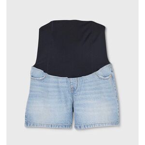 Isabel Maternity  Over Belly MIDI Maternity Light Wash Jean Shorts Size 4